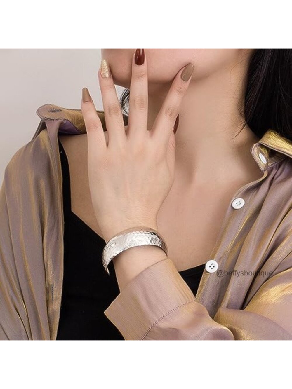 925 Sterling Silver Hammered Cuff Bangle Bracelet Adjustable Handmade